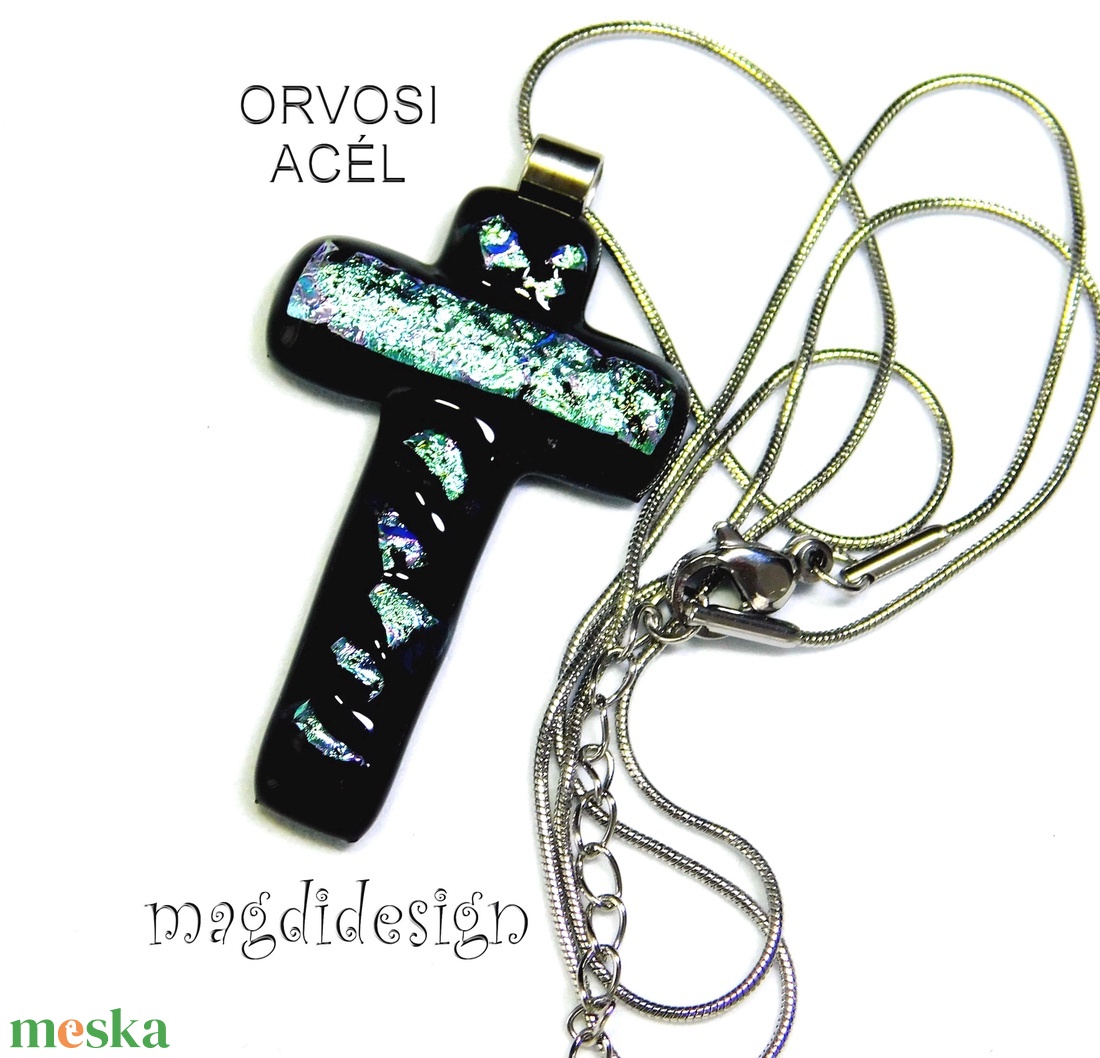 Fekete türkiz dichroic kereszt üvegékszer nyaklánc - ékszer - nyaklánc - medálos nyaklánc - Meska.hu Fekete türkiz dichroic kereszt üvegékszer nyaklánc - ékszer - nyaklánc - medálos nyaklánc - Meska.hu