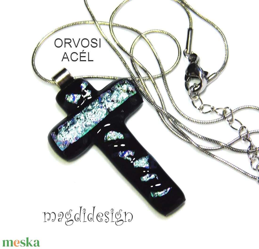 Fekete türkiz dichroic kereszt üvegékszer nyaklánc - ékszer - nyaklánc - medálos nyaklánc - Meska.hu Fekete türkiz dichroic kereszt üvegékszer nyaklánc - ékszer - nyaklánc - medálos nyaklánc - Meska.hu