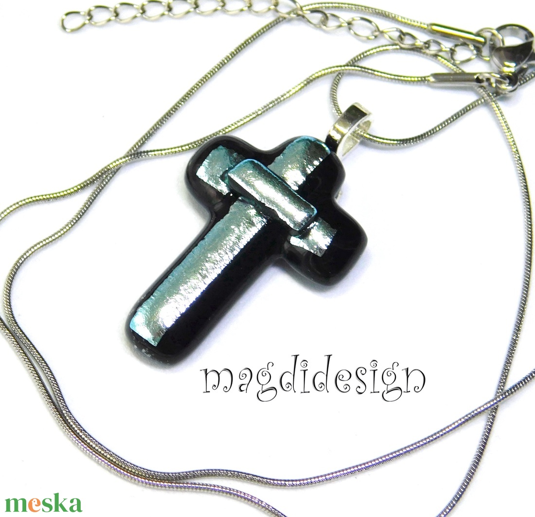 Fekete ezüst dichroic kereszt üvegékszer nyaklánc - ékszer - nyaklánc - medálos nyaklánc - Meska.hu Fekete ezüst dichroic kereszt üvegékszer nyaklánc - ékszer - nyaklánc - medálos nyaklánc - Meska.hu