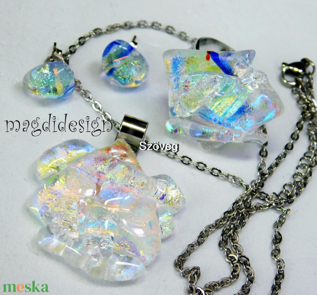 Szivárványos borzaska dichroic üvegékszer szett nyaklánc gyűrű stiftes fülbevaló - ékszer - ékszerszett - Meska.hu Szivárványos borzaska dichroic üvegékszer szett nyaklánc gyűrű stiftes fülbevaló - ékszer - ékszerszett - Meska.hu