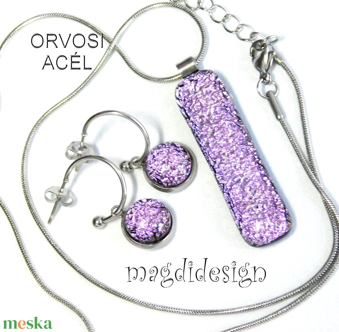 Szikrázó rózsaszín dichroic üvegékszer szett nyaklánc lógós fülbevaló - ékszer - ékszerszett - Meska.hu Szikrázó rózsaszín dichroic üvegékszer szett nyaklánc lógós fülbevaló - ékszer - ékszerszett - Meska.hu
