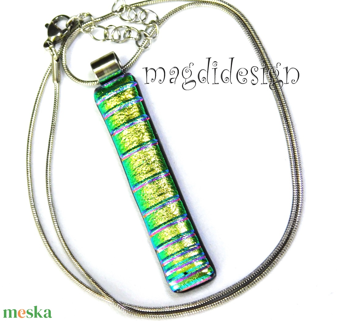 NEMESACÉL! Rózsaszín csíkos dichroic üvegékszer nyaklánc - ékszer - nyaklánc - medálos nyaklánc - Meska.hu NEMESACÉL! Rózsaszín csíkos dichroic üvegékszer nyaklánc - ékszer - nyaklánc - medálos nyaklánc - Meska.hu