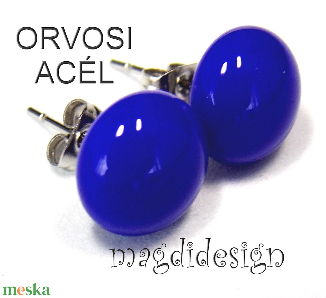 ORVOSI ACÉL Királykék üvegékszer pötty fülbevaló - ékszer - fülbevaló - pötty fülbevaló - Meska.hu ORVOSI ACÉL Királykék üvegékszer pötty fülbevaló - ékszer - fülbevaló - pötty fülbevaló - Meska.hu