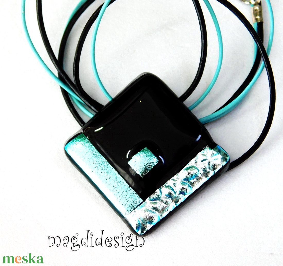 Fekete ezüst dichroic üvegékszer nyaklánc - ékszer - nyaklánc - medálos nyaklánc - Meska.hu Fekete ezüst dichroic üvegékszer nyaklánc - ékszer - nyaklánc - medálos nyaklánc - Meska.hu