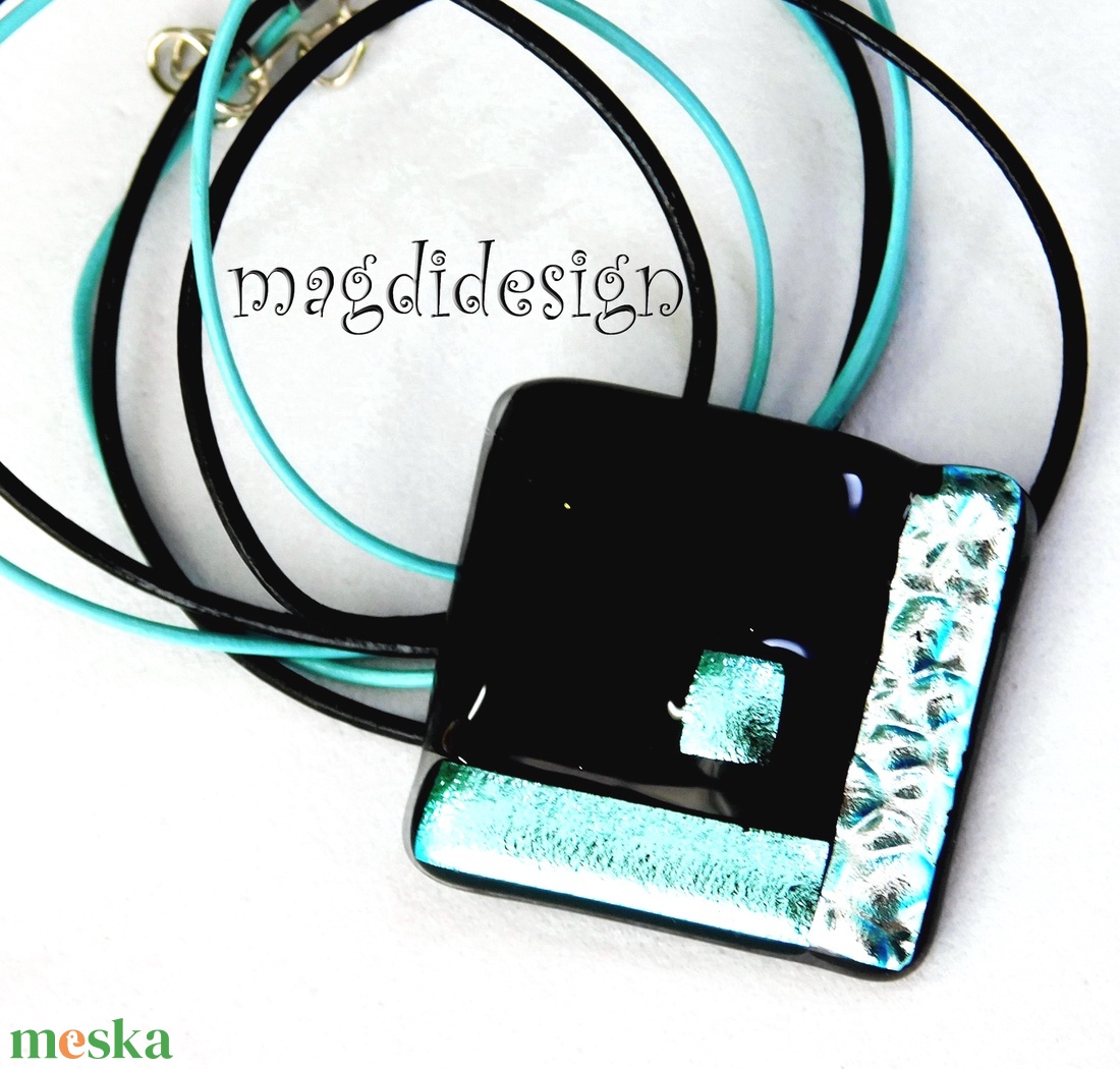 Fekete ezüst dichroic üvegékszer nyaklánc - ékszer - nyaklánc - medálos nyaklánc - Meska.hu Fekete ezüst dichroic üvegékszer nyaklánc - ékszer - nyaklánc - medálos nyaklánc - Meska.hu