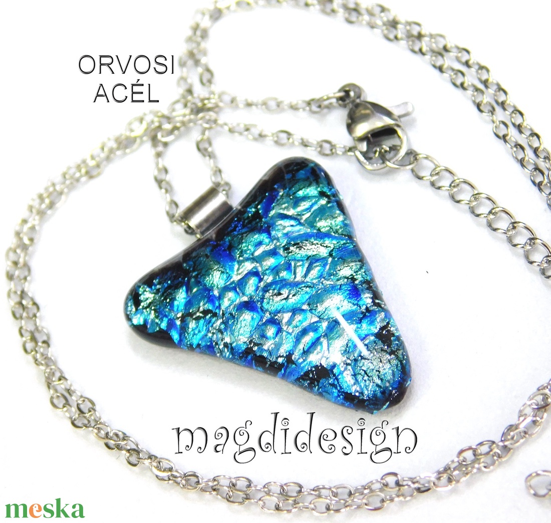 Ezüstös kék dichroic üvegékszer nyaklánc - ékszer - nyaklánc - medálos nyaklánc - Meska.hu Ezüstös kék dichroic üvegékszer nyaklánc - ékszer - nyaklánc - medálos nyaklánc - Meska.hu