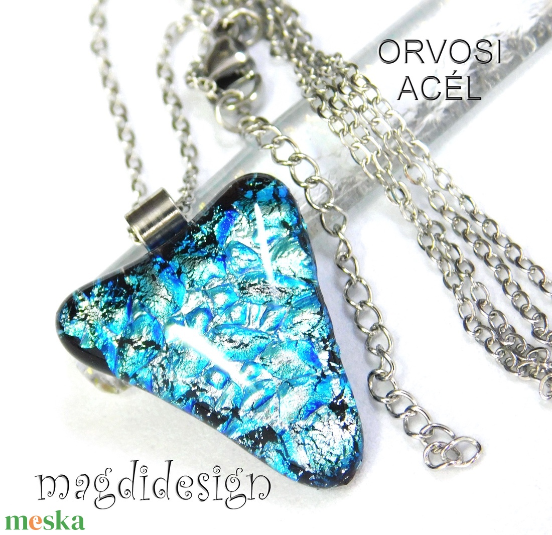Ezüstös kék dichroic üvegékszer nyaklánc - ékszer - nyaklánc - medálos nyaklánc - Meska.hu Ezüstös kék dichroic üvegékszer nyaklánc - ékszer - nyaklánc - medálos nyaklánc - Meska.hu