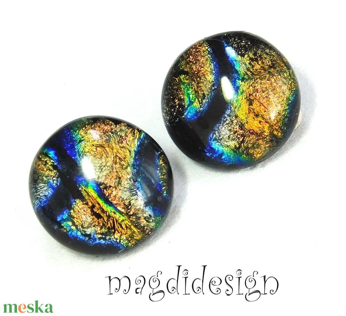 MAXI Arany-kék dichroic üvegékszer fülklipsz - ékszer - fülbevaló - klipsz - Meska.hu MAXI Arany-kék dichroic üvegékszer fülklipsz - ékszer - fülbevaló - klipsz - Meska.hu