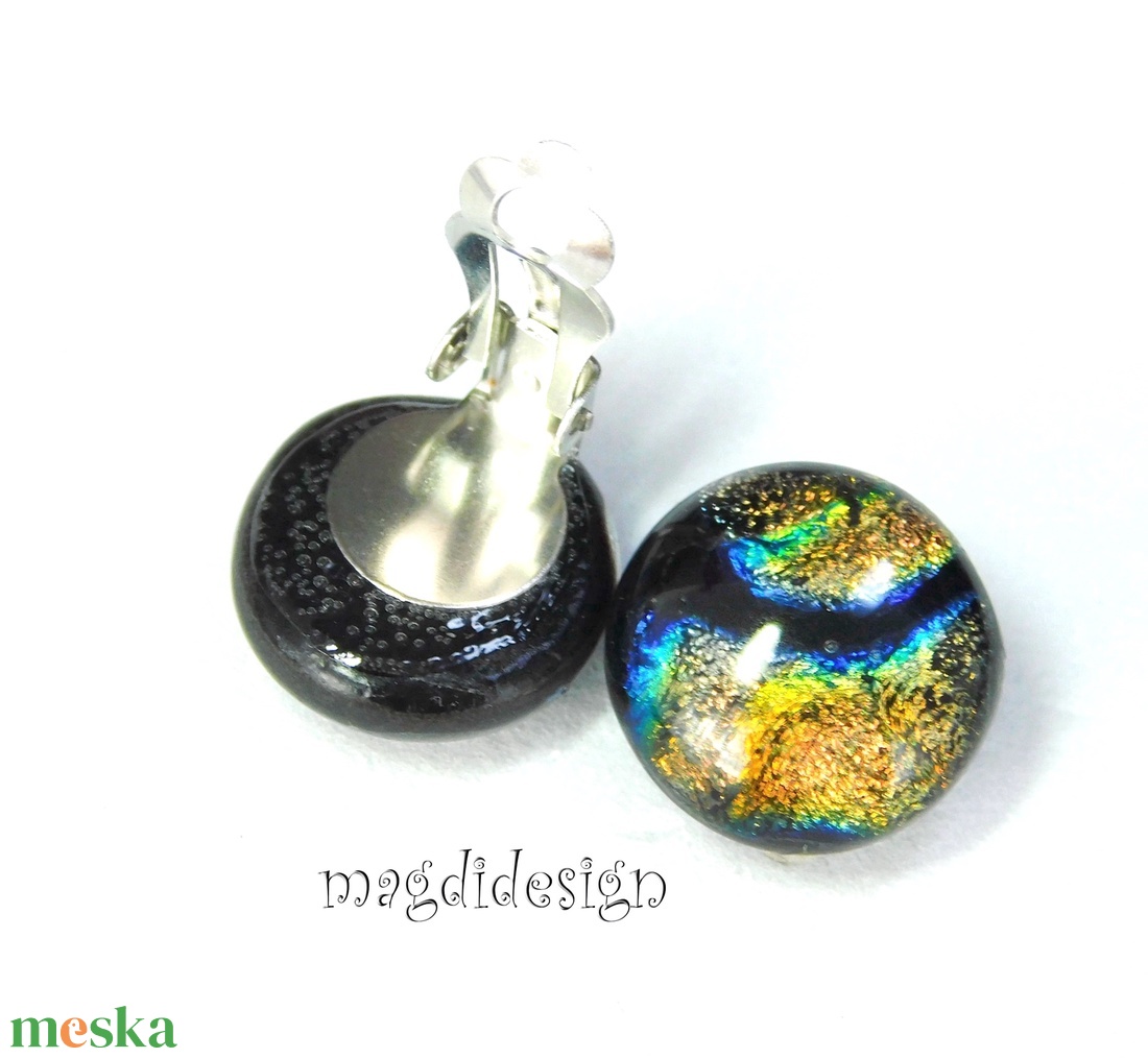 MAXI Arany-kék dichroic üvegékszer fülklipsz - ékszer - fülbevaló - klipsz - Meska.hu MAXI Arany-kék dichroic üvegékszer fülklipsz - ékszer - fülbevaló - klipsz - Meska.hu