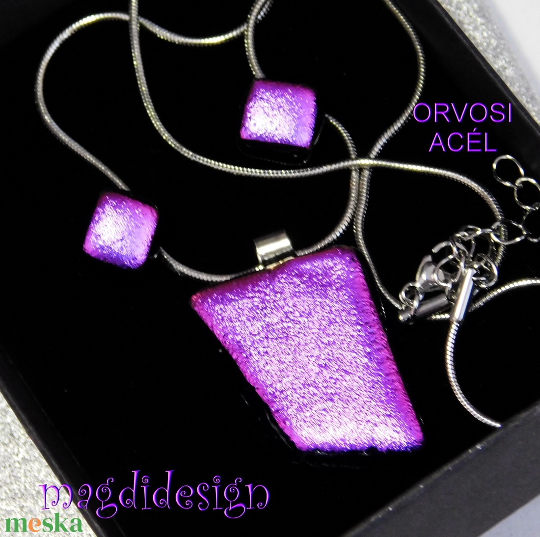 Lila dichroic üvegékszer szett nyaklánc, stiftes fülbevaló - ékszer - ékszerszett - Meska.hu Lila dichroic üvegékszer szett nyaklánc, stiftes fülbevaló - ékszer - ékszerszett - Meska.hu