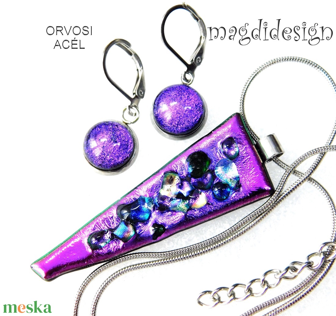 Pink köves színjáték dichroic üvegékszer szett nyaklánc kapcsos fülbevaló - ékszer - ékszerszett - Meska.hu Pink köves színjáték dichroic üvegékszer szett nyaklánc kapcsos fülbevaló - ékszer - ékszerszett - Meska.hu