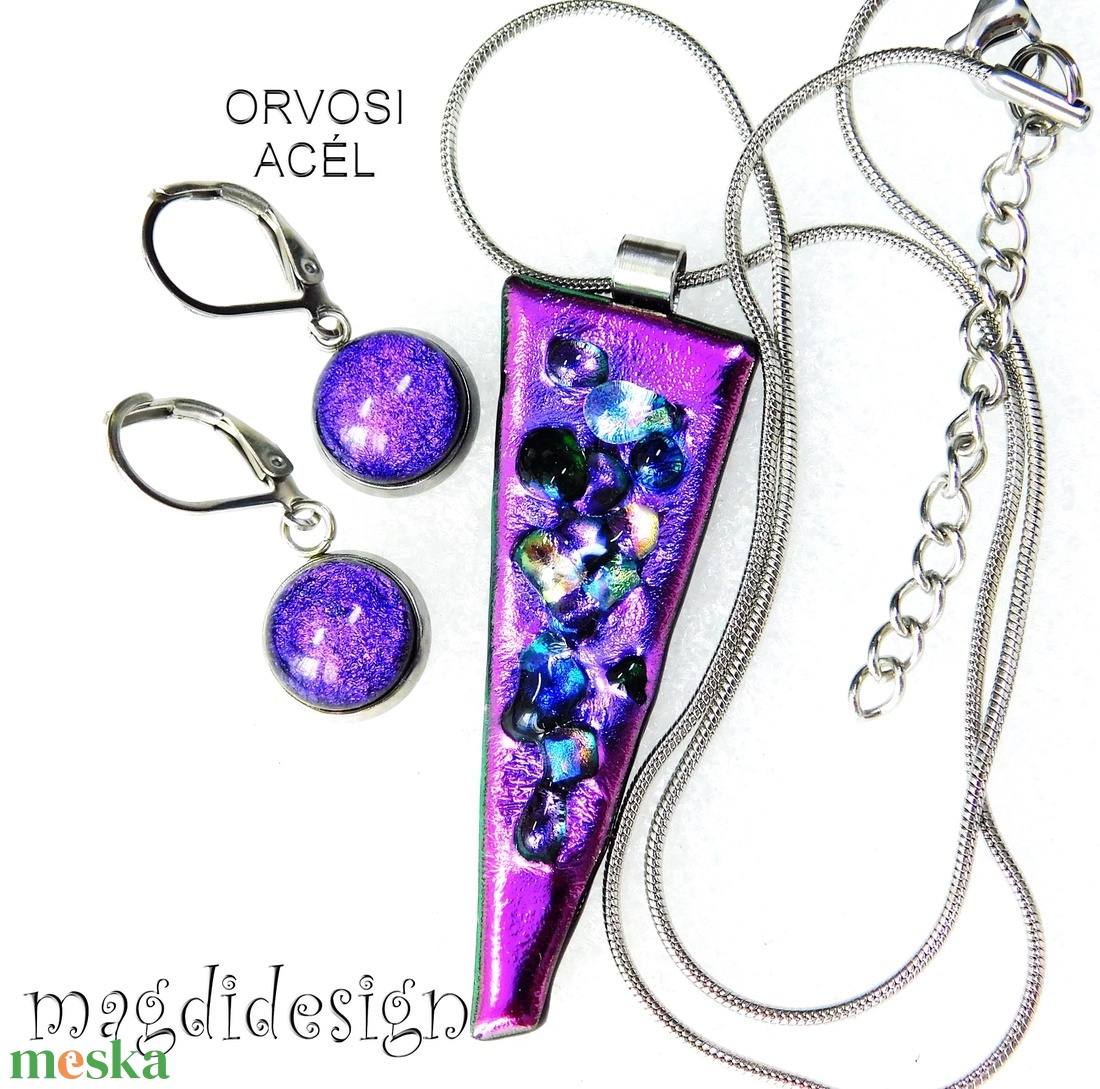 Pink köves színjáték dichroic üvegékszer szett nyaklánc kapcsos fülbevaló - ékszer - ékszerszett - Meska.hu Pink köves színjáték dichroic üvegékszer szett nyaklánc kapcsos fülbevaló - ékszer - ékszerszett - Meska.hu
