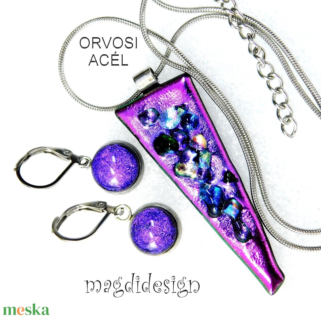 Pink köves színjáték dichroic üvegékszer szett nyaklánc kapcsos fülbevaló - ékszer - ékszerszett - Meska.hu Pink köves színjáték dichroic üvegékszer szett nyaklánc kapcsos fülbevaló - ékszer - ékszerszett - Meska.hu