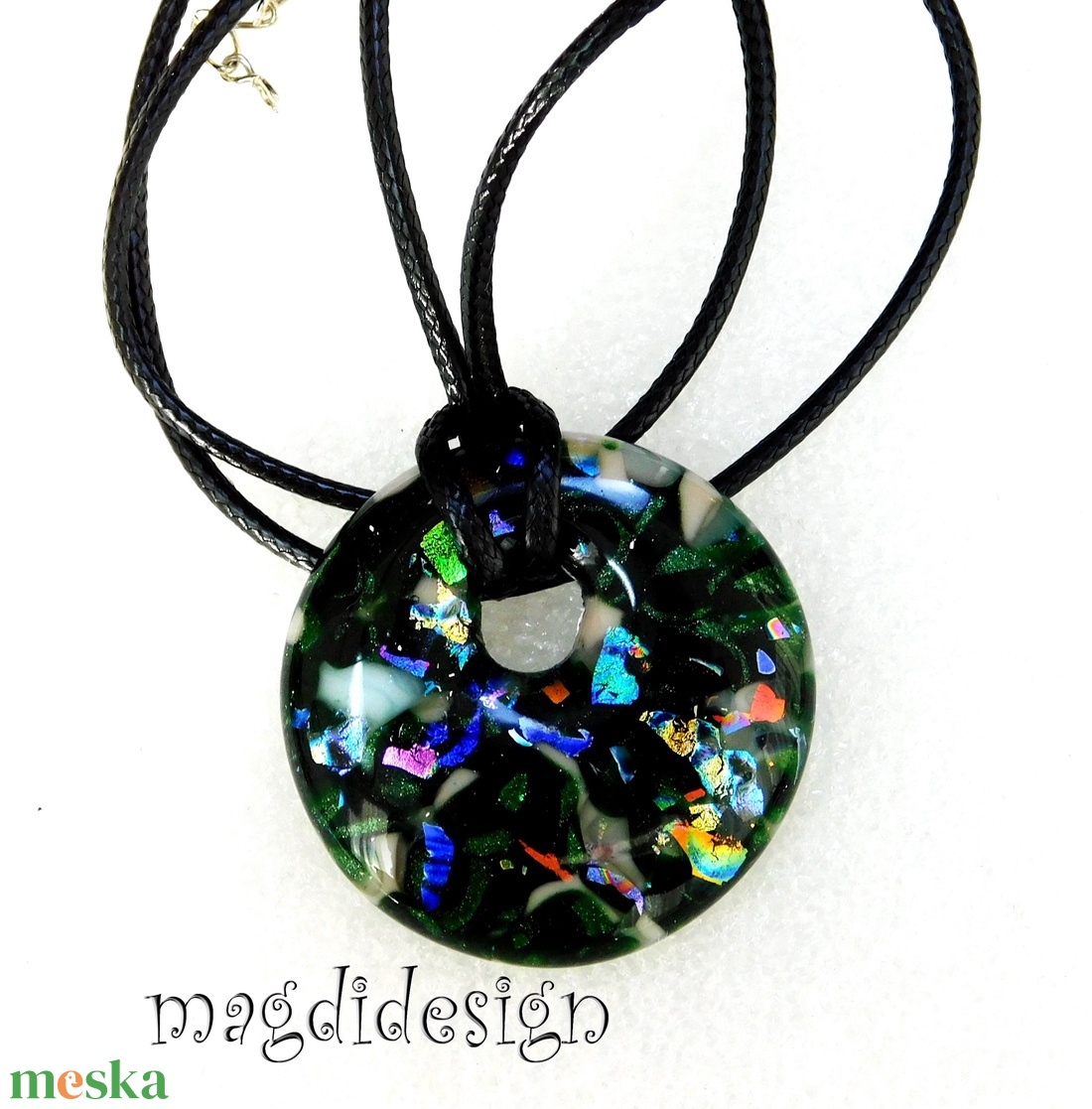 MAXI Smaragdzöld színpompa üvegékszer nyaklánc - ékszer - nyaklánc - medálos nyaklánc - Meska.hu