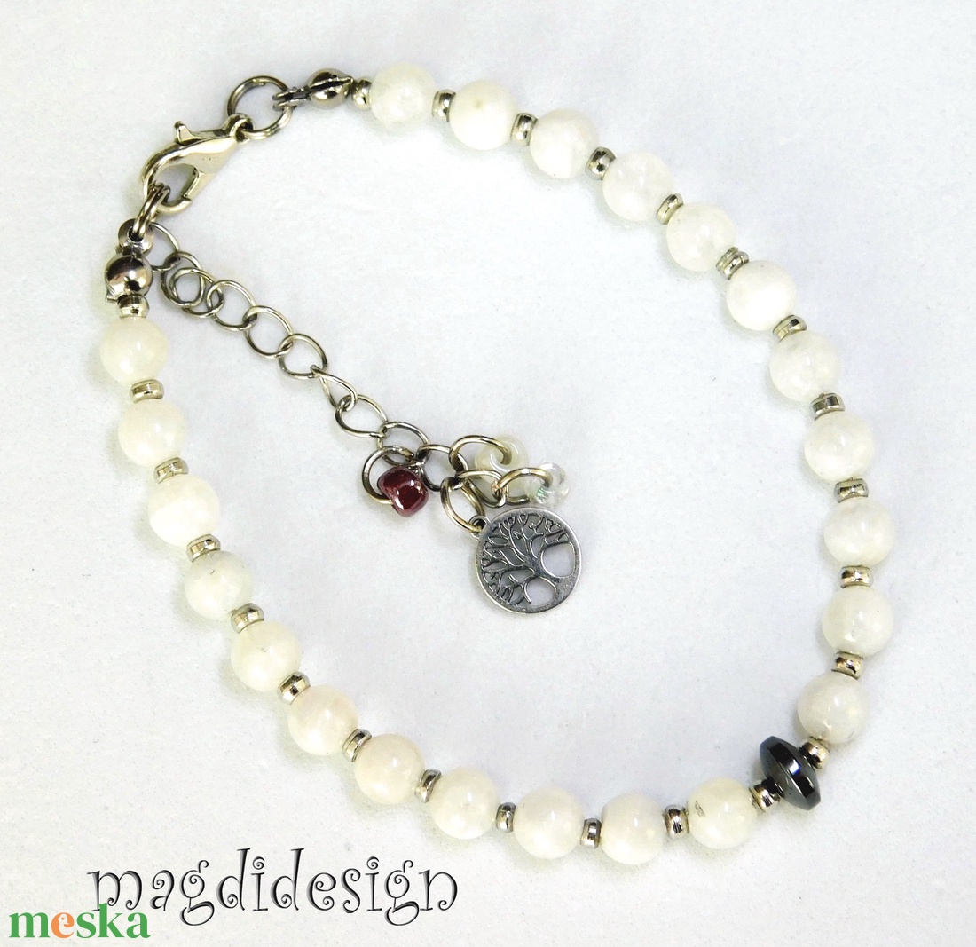Fehér holdkő ásvány karkötő - ékszer - karkötő - ásványkarkötő - Meska.hu