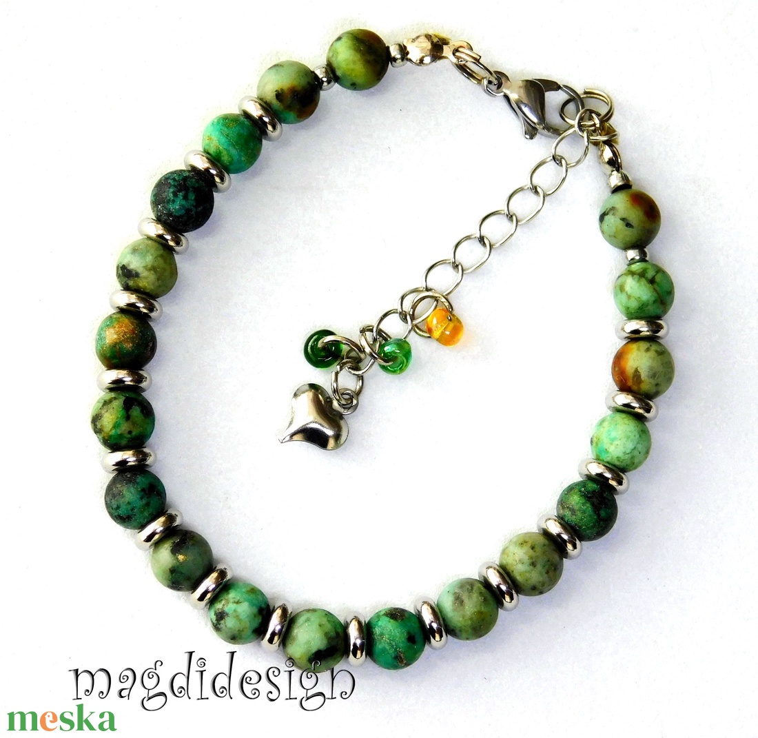 Zöld howlit ásvány karkötő - ékszer - karkötő - ásványkarkötő - Meska.hu