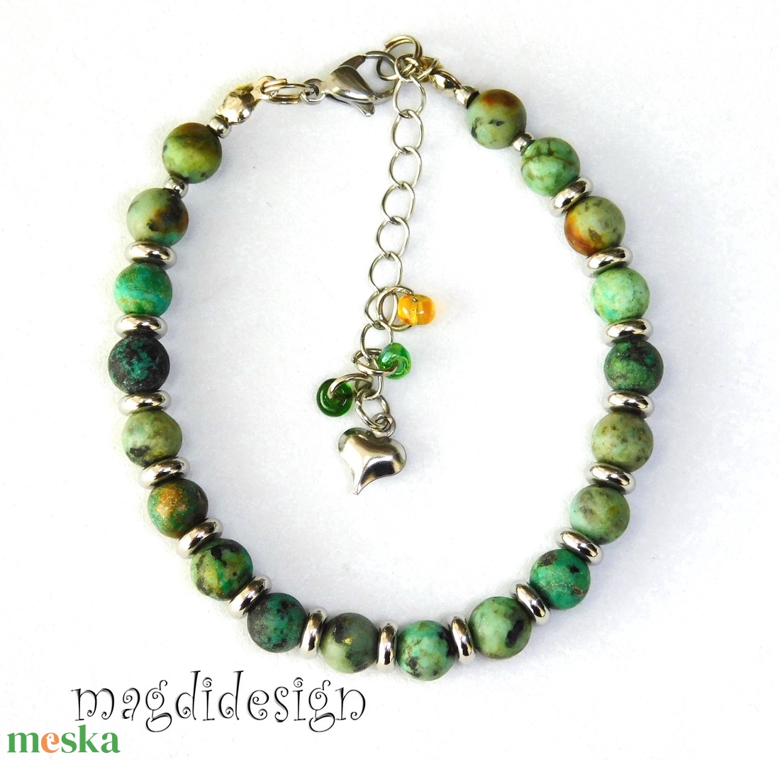 Zöld howlit ásvány karkötő - ékszer - karkötő - ásványkarkötő - Meska.hu