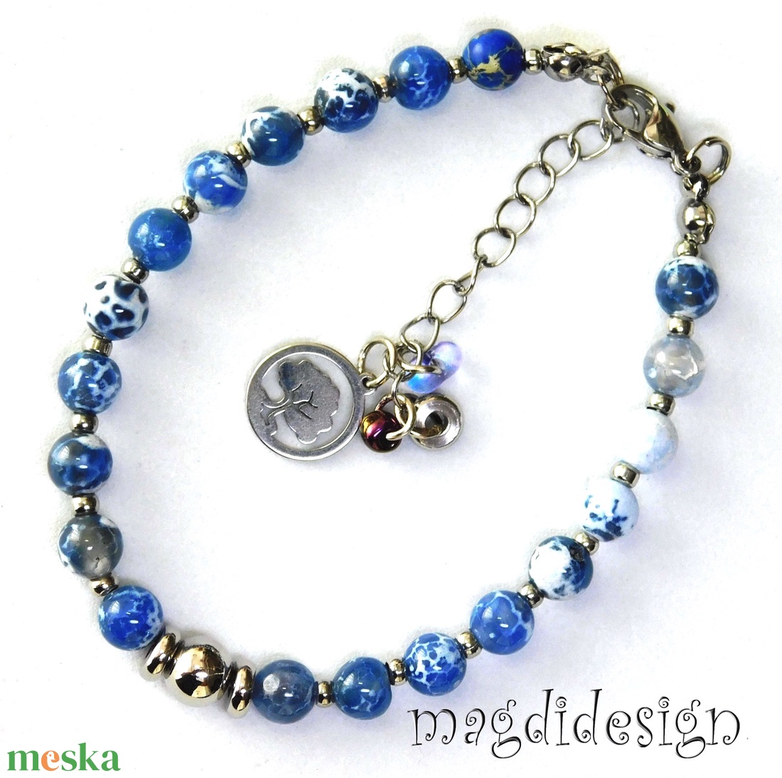 Kék howlit ásvány karkötő - ékszer - karkötő - ásványkarkötő - Meska.hu