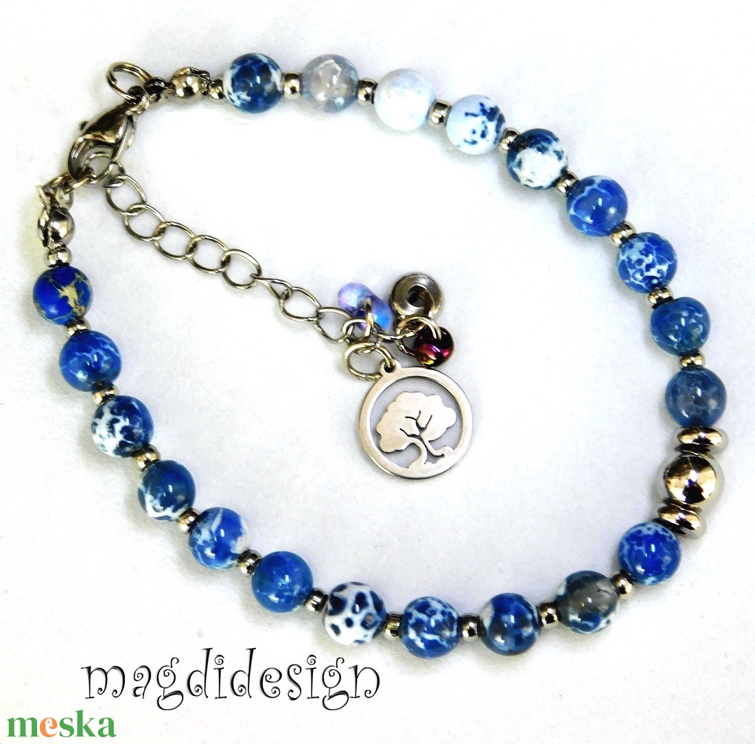 Kék howlit ásvány karkötő - ékszer - karkötő - ásványkarkötő - Meska.hu