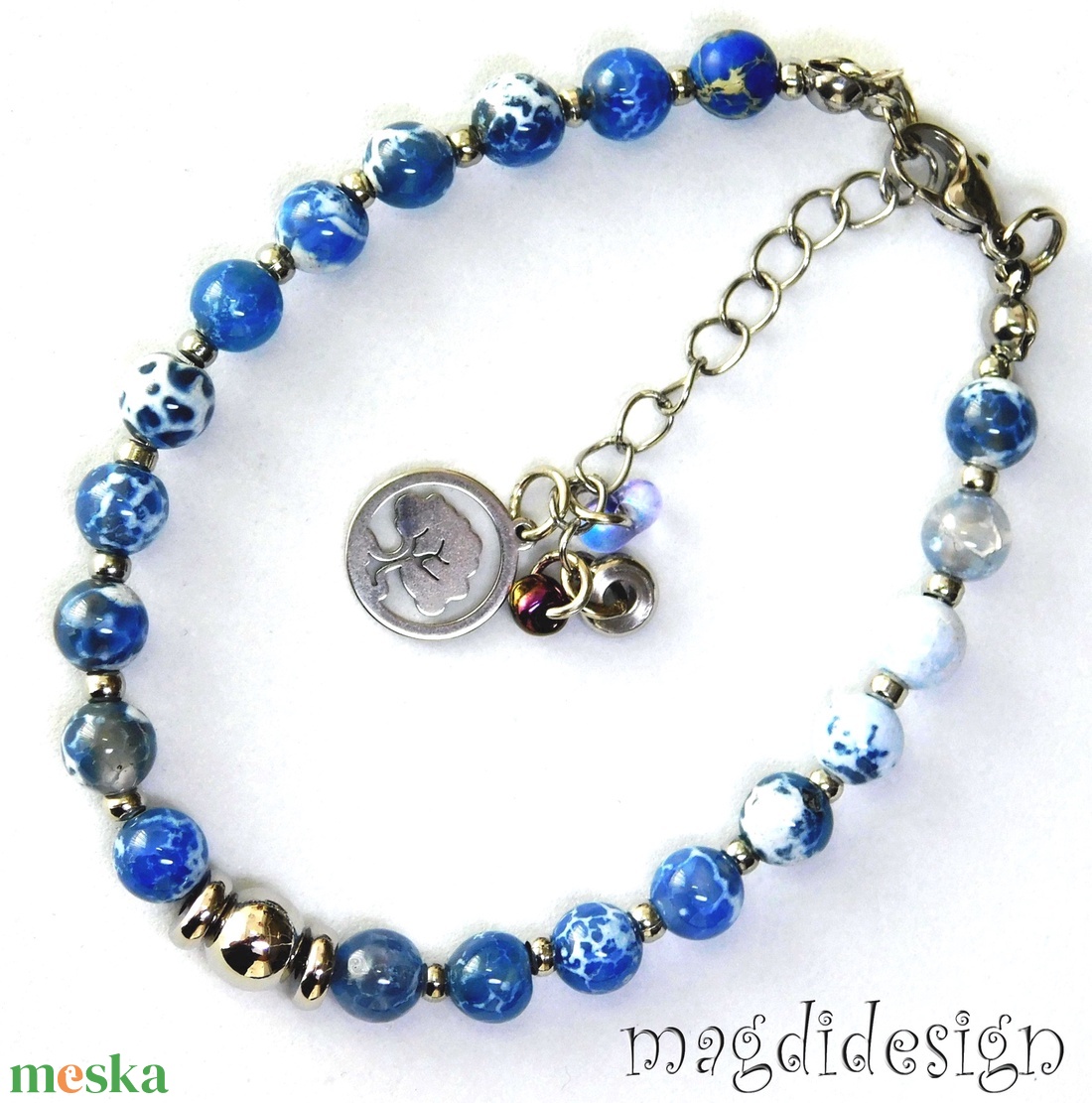 Kék howlit ásvány karkötő - ékszer - karkötő - ásványkarkötő - Meska.hu