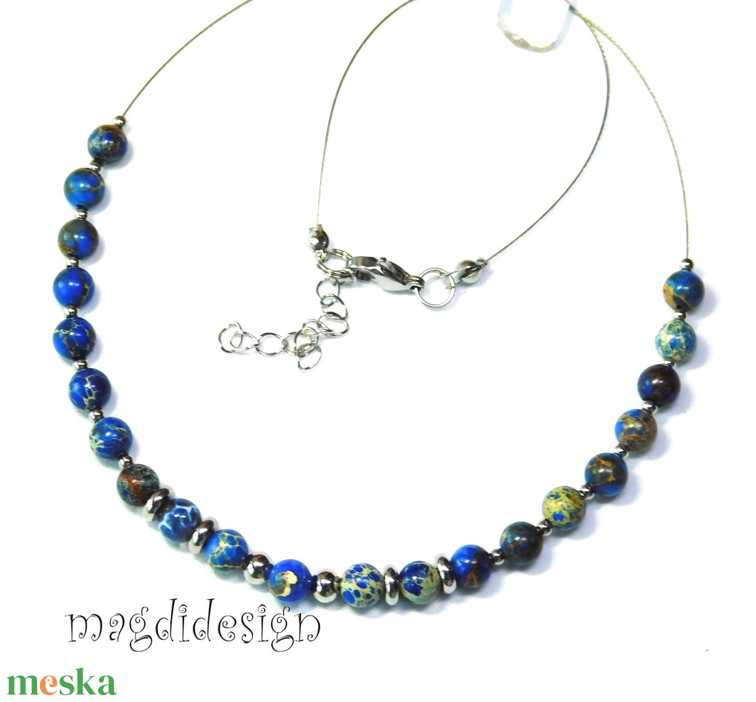 Kék howlit ásvány nyaklánc - ékszer - nyaklánc - bogyós nyaklánc - Meska.hu
