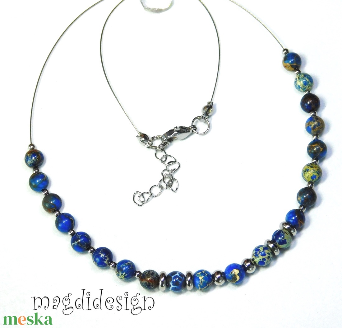Kék howlit ásvány nyaklánc - ékszer - nyaklánc - bogyós nyaklánc - Meska.hu
