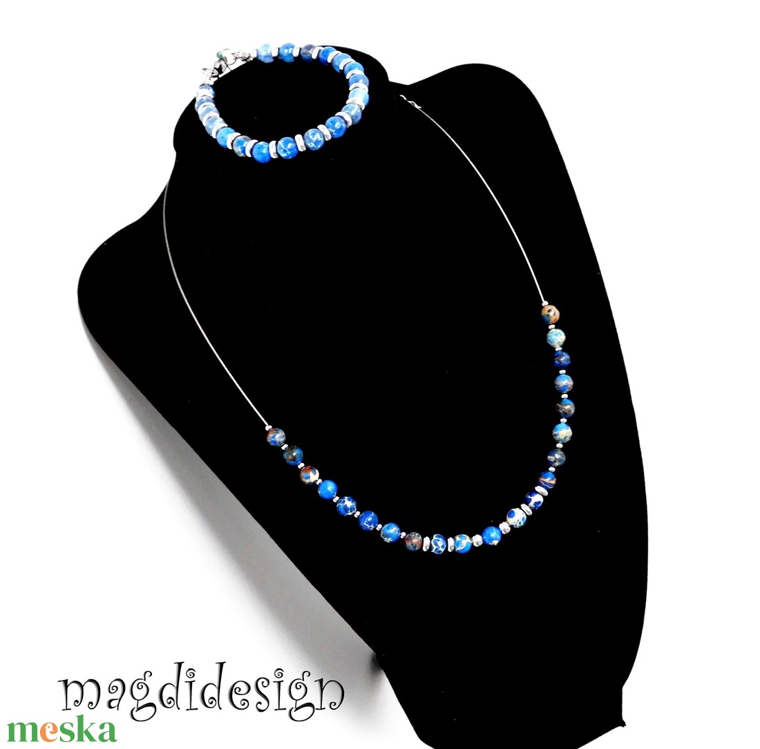Kék howlit ásvány karkötő - ékszer - karkötő - ásványkarkötő - Meska.hu
