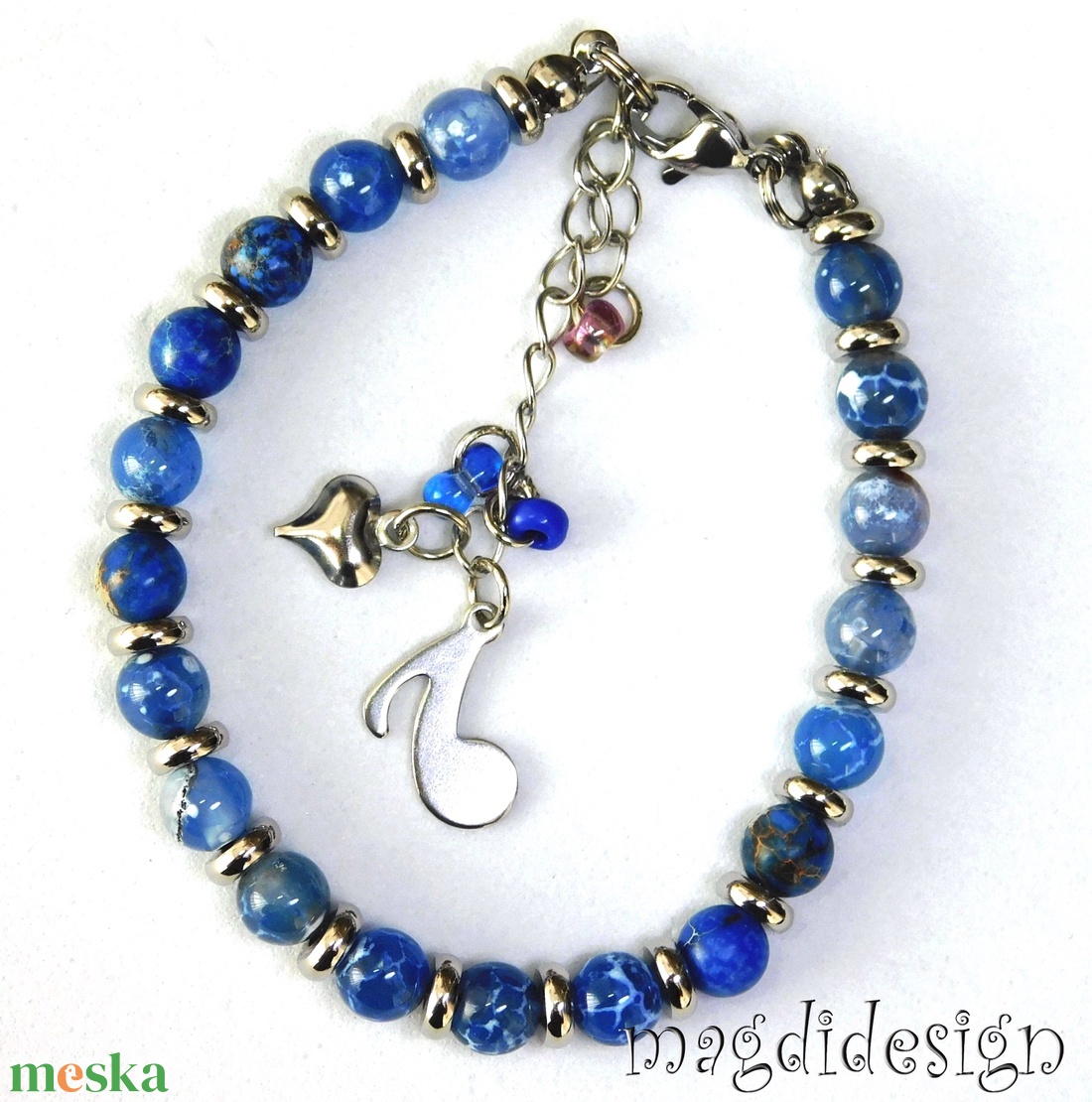 Kék howlit ásvány karkötő - ékszer - karkötő - ásványkarkötő - Meska.hu