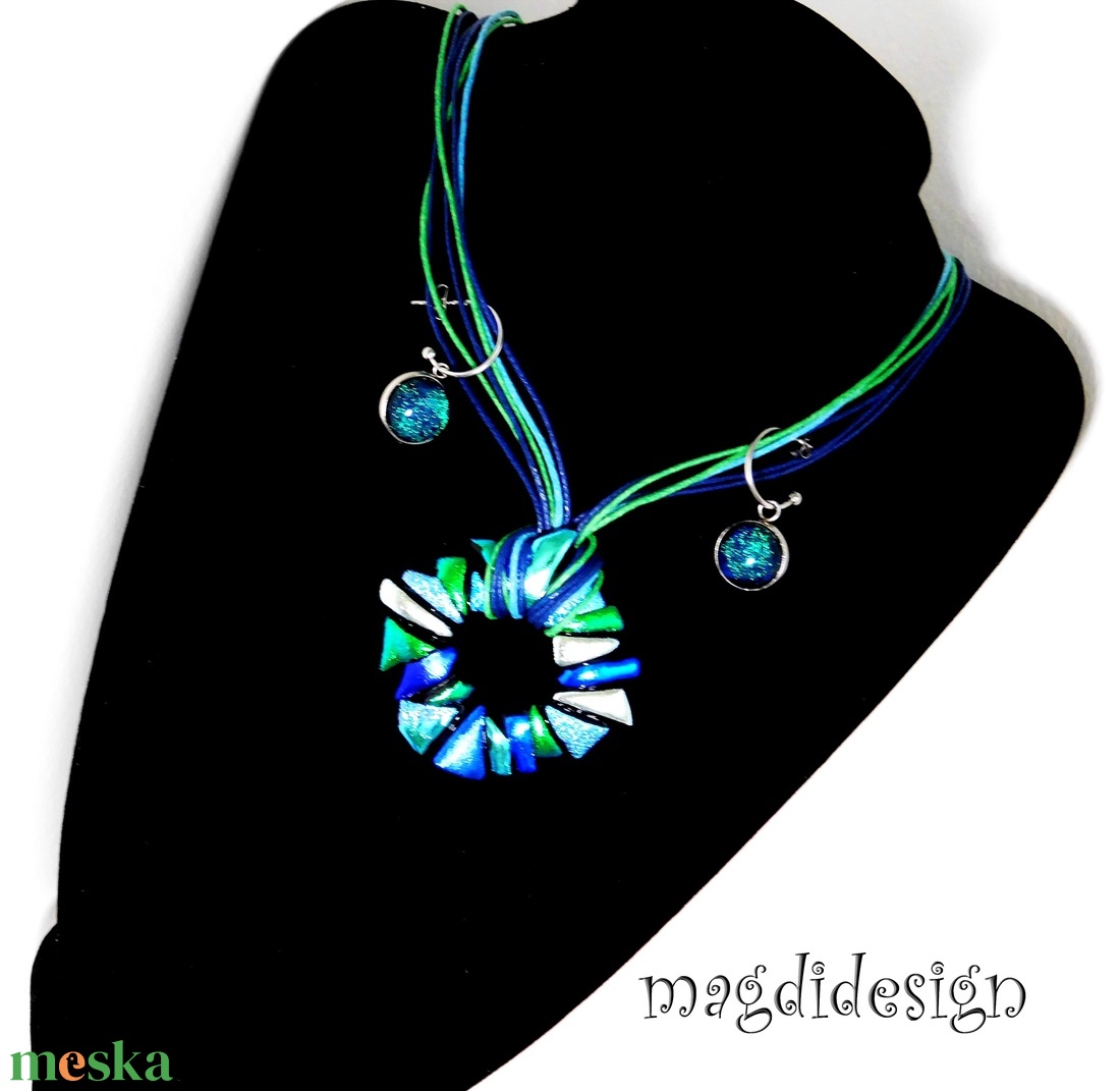 Csillogó dichroic üvegékszer szett nyaklánc  - ékszer - nyaklánc - medálos nyaklánc - Meska.hu