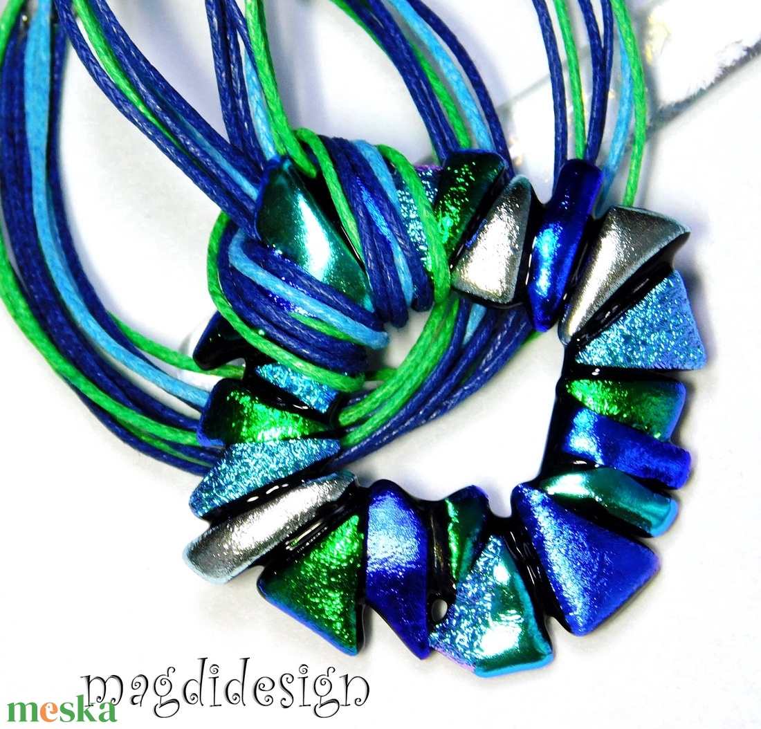 Csillogó dichroic üvegékszer szett nyaklánc  - ékszer - nyaklánc - medálos nyaklánc - Meska.hu
