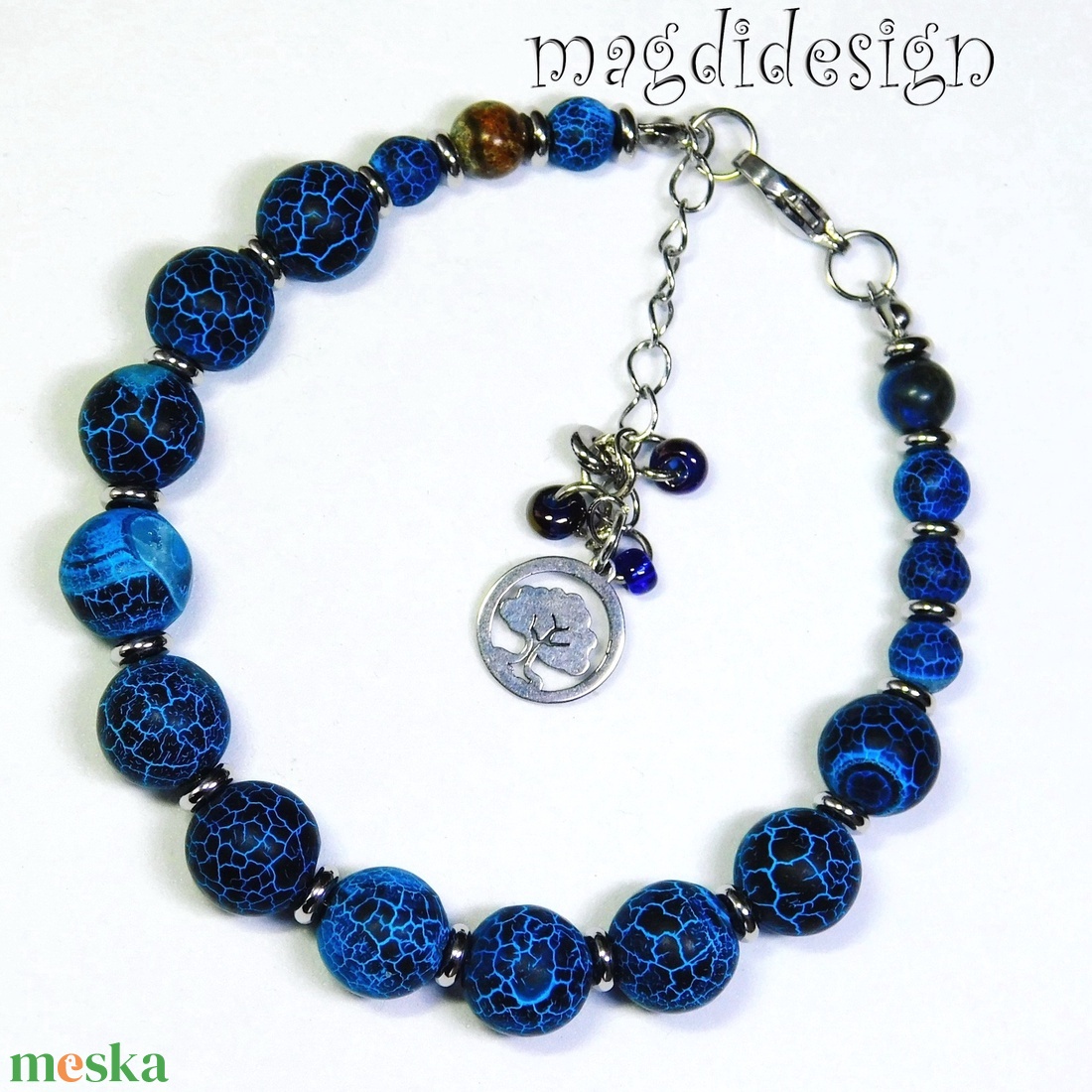 Kék howlit ásvány karkötő - ékszer - karkötő - ásványkarkötő - Meska.hu