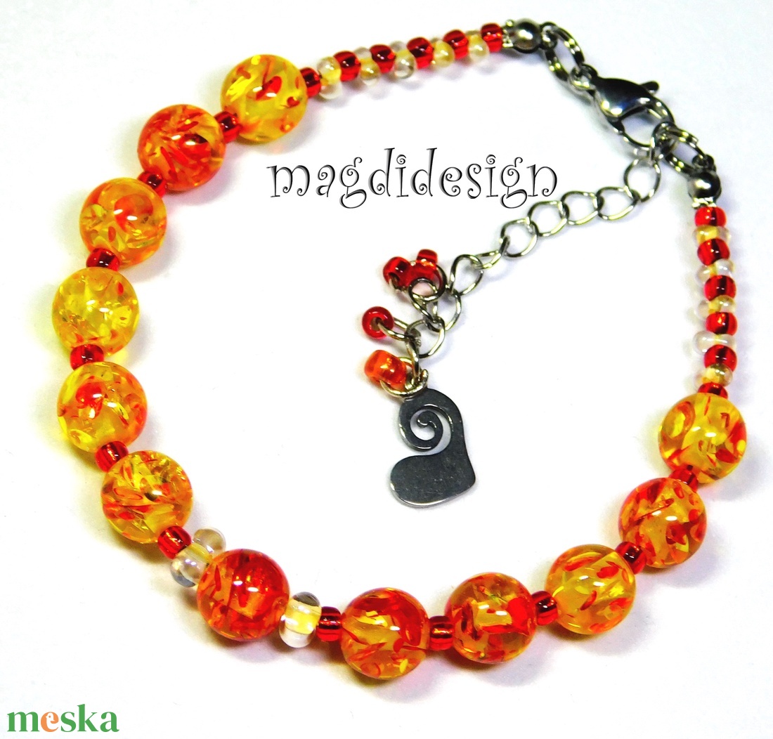 Tüzes napsúgár gyöngyékszer karkötő - ékszer - ékszerszett - Meska.hu