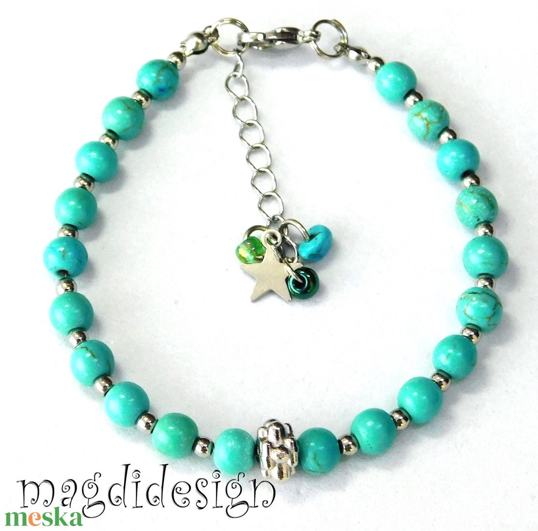 Türkiz ásványkarkötő - ékszer - karkötő - ásványkarkötő - Meska.hu