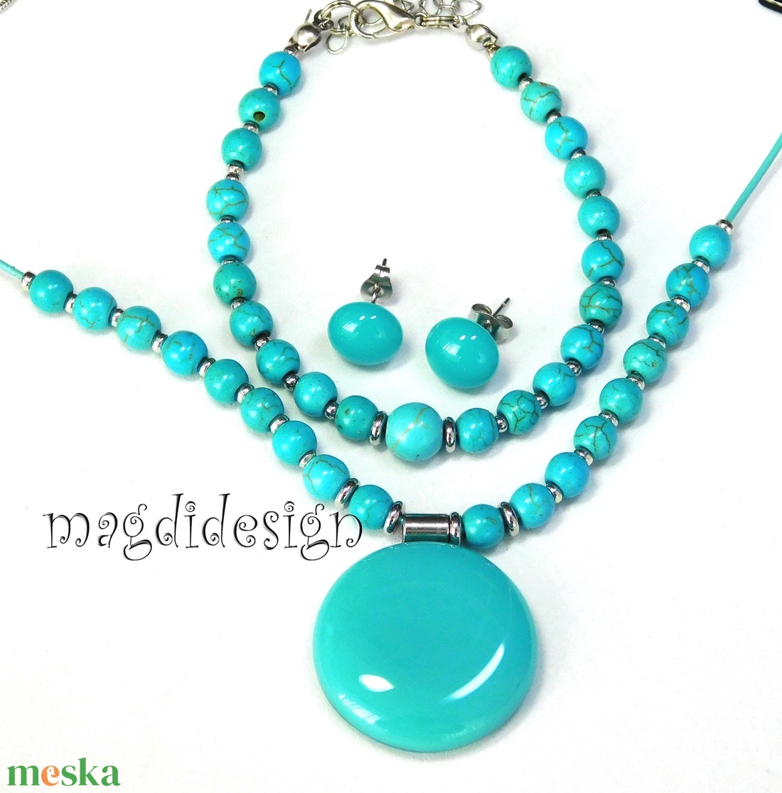 Türkiz ásványkarkötő - ékszer - karkötő - ásványkarkötő - Meska.hu