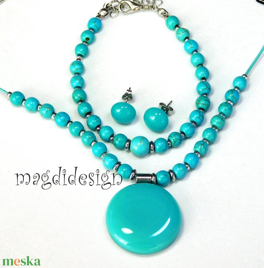 Türkiz ásványkarkötő - ékszer - karkötő - ásványkarkötő - Meska.hu