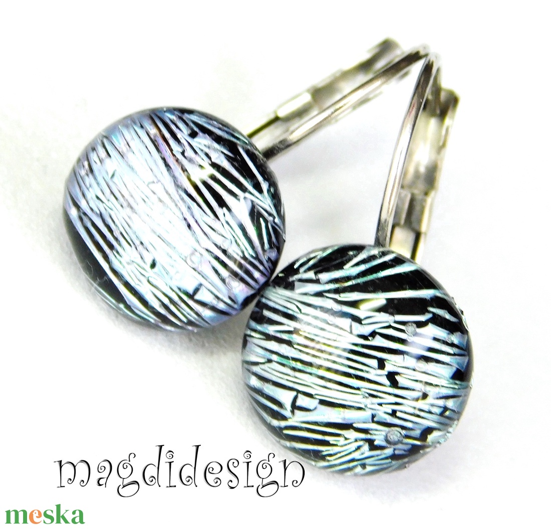 Pezsgő, színjáték üvegékszer kapcsos fülbevaló - ékszer - fülbevaló - lógó fülbevaló - Meska.hu