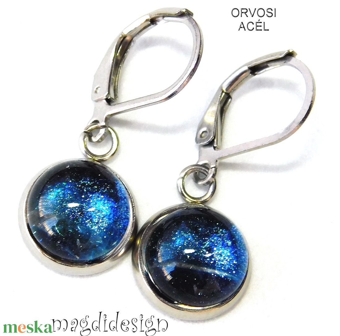 Esőcsepp üvegékszer, kapcsos lógó fülbevaló - ékszer - fülbevaló - lógós kerek fülbevaló - Meska.hu