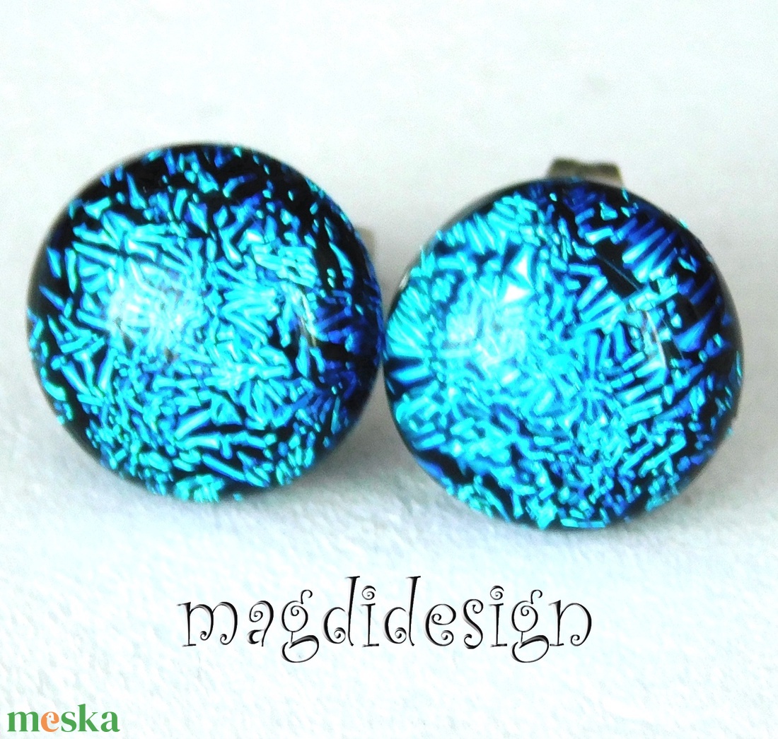NEMESACÉL! Kék szikrázás üvegékszer pötty fülbevaló  - ékszer - fülbevaló - pötty fülbevaló - Meska.hu