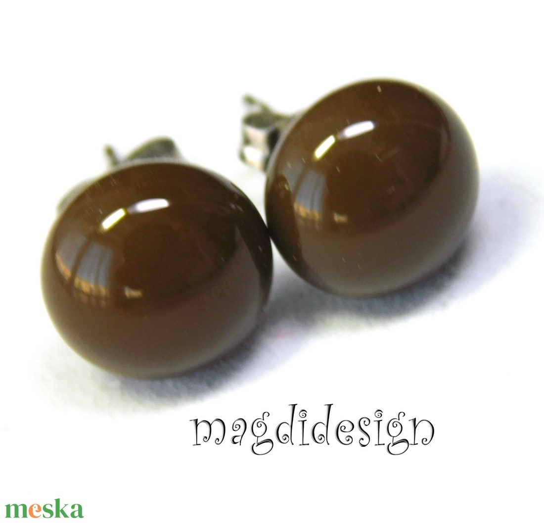 NEMESACÉL! Cillámos kék csokoládébarna üvegékszer pötty fülbevaló  2 pár - ékszer - fülbevaló - pötty fülbevaló - Meska.hu