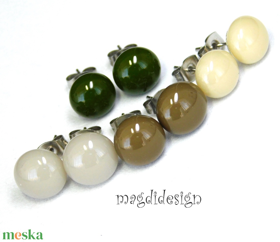 NEMESACÉL!  Pasztellek 4 pár üveg fülbevaló csomagban  - ékszer - fülbevaló - pötty fülbevaló - Meska.hu