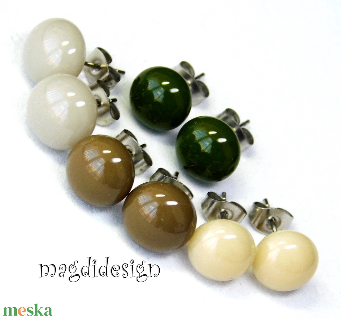 NEMESACÉL!  Pasztellek 4 pár üveg fülbevaló csomagban  - ékszer - fülbevaló - pötty fülbevaló - Meska.hu