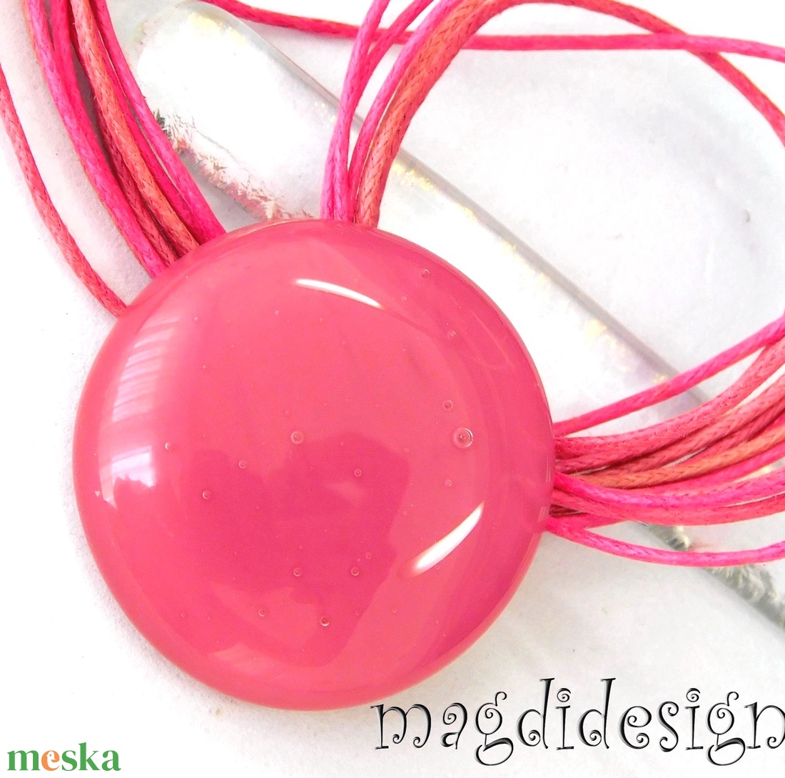 MAXI Mályvás rózsaszín üvegékszer kapcsos fülbevaló  - ékszer - fülbevaló - lógós kerek fülbevaló - Meska.hu