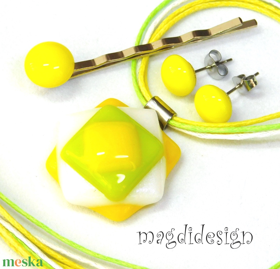 Színpompás jácint üvegékszer szett nyaklánc, stiftes fülbevaló -ajándék hajcsat - ékszer - ékszerszett - Meska.hu