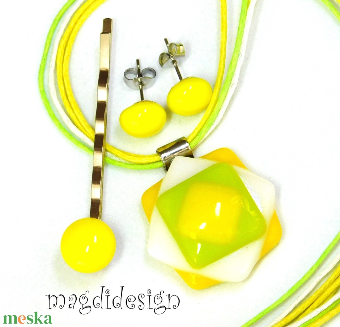 Színpompás jácint üvegékszer szett nyaklánc, stiftes fülbevaló -ajándék hajcsat - ékszer - ékszerszett - Meska.hu