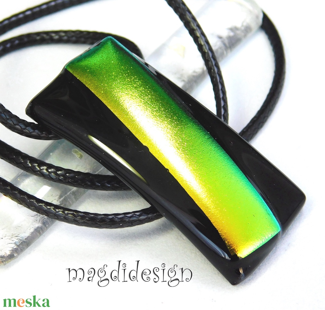 Aranyló dichroic üvegékszer nyaklánc - ékszer - nyaklánc - medálos nyaklánc - Meska.hu