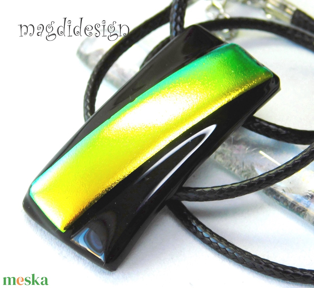 Aranyló dichroic üvegékszer nyaklánc - ékszer - nyaklánc - medálos nyaklánc - Meska.hu