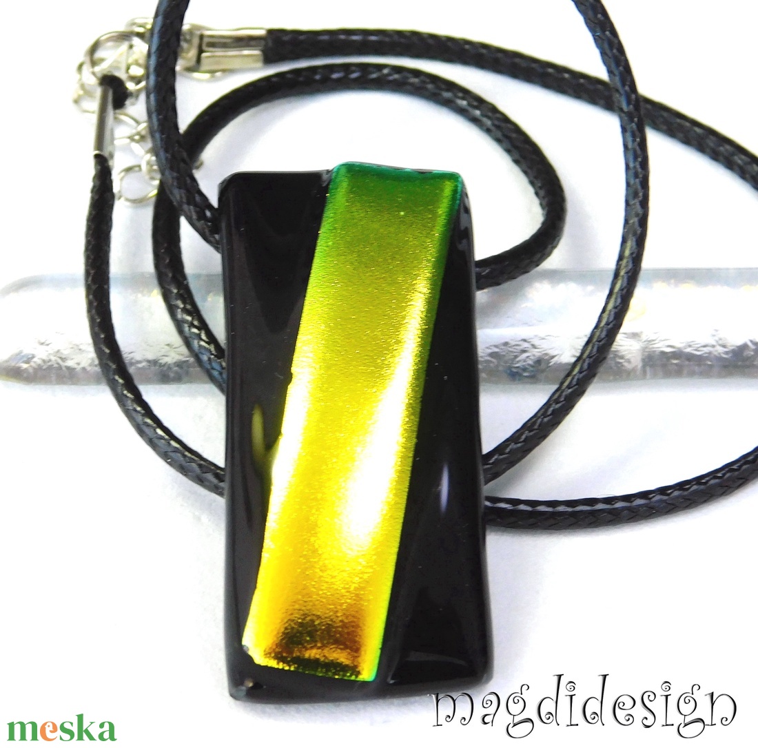 Aranyló dichroic üvegékszer nyaklánc - ékszer - nyaklánc - medálos nyaklánc - Meska.hu