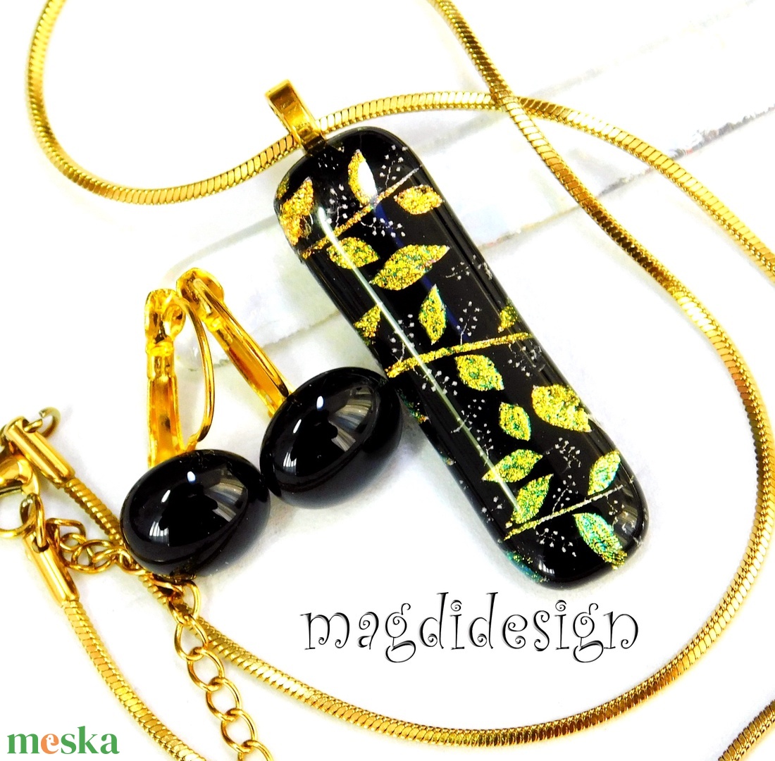 Rügyező ágak üvegékszer szett nyaklánc kapcsos fülbevaló - Valentin napra, Anyák napjára, Nőnapra - ékszer - ékszerszett - Meska.hu