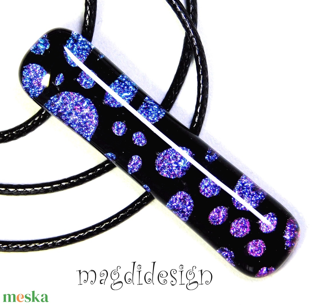 Univerzum kék-fekete üvegékszer nyaklánc - ékszer - nyaklánc - medálos nyaklánc - Meska.hu