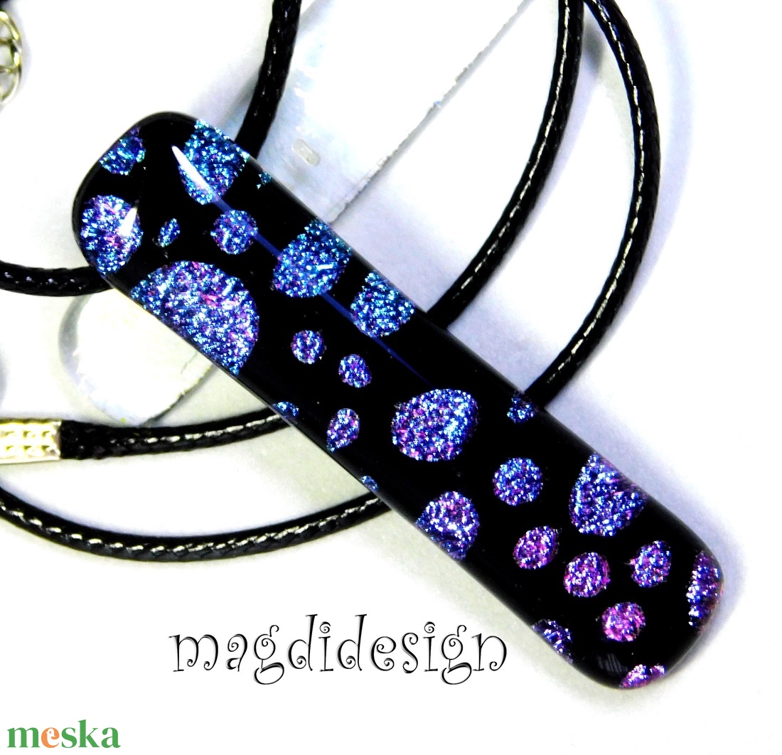 Univerzum kék-fekete üvegékszer nyaklánc - ékszer - nyaklánc - medálos nyaklánc - Meska.hu